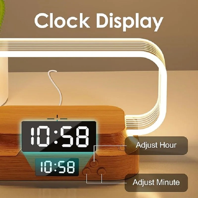 Table Top acrylic Wireless Charger with Night Light & Clock Fast Phone Charger for iPhone 16 pro max Wireless Charging Stands