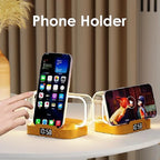 Table Top acrylic Wireless Charger with Night Light & Clock Fast Phone Charger for iPhone 16 pro max Wireless Charging Stands