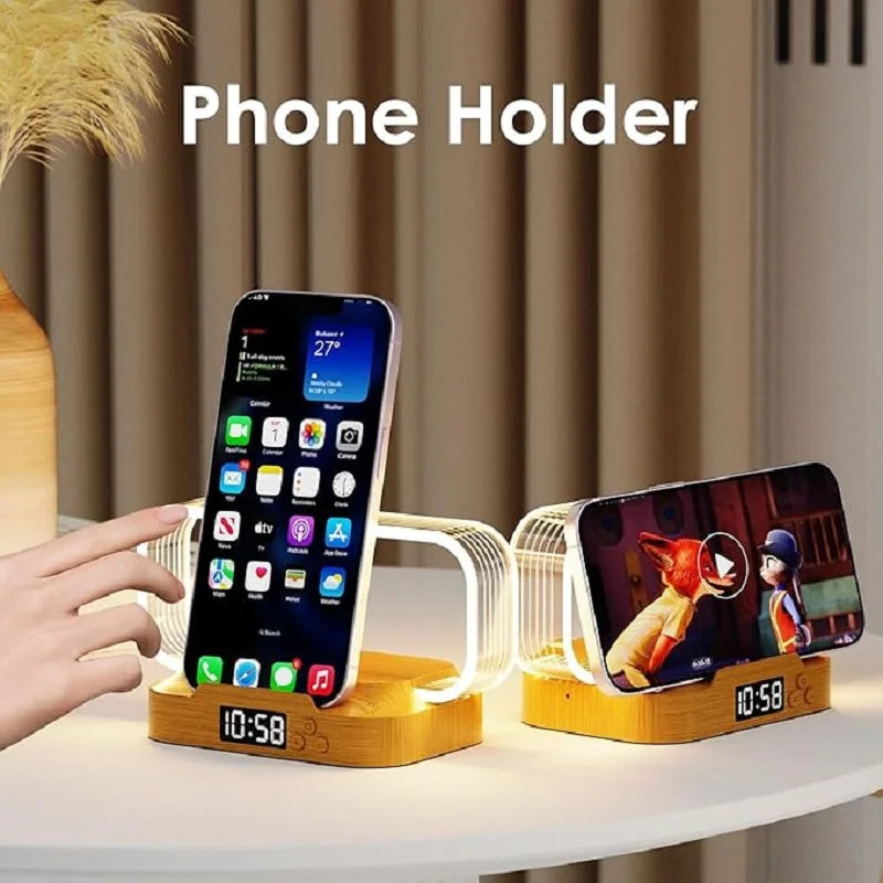 Table Top acrylic Wireless Charger with Night Light & Clock Fast Phone Charger for iPhone 16 pro max Wireless Charging Stands