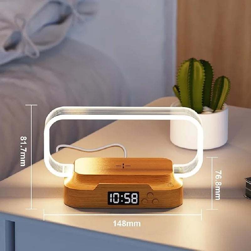 Table Top acrylic Wireless Charger with Night Light & Clock Fast Phone Charger for iPhone 16 pro max Wireless Charging Stands