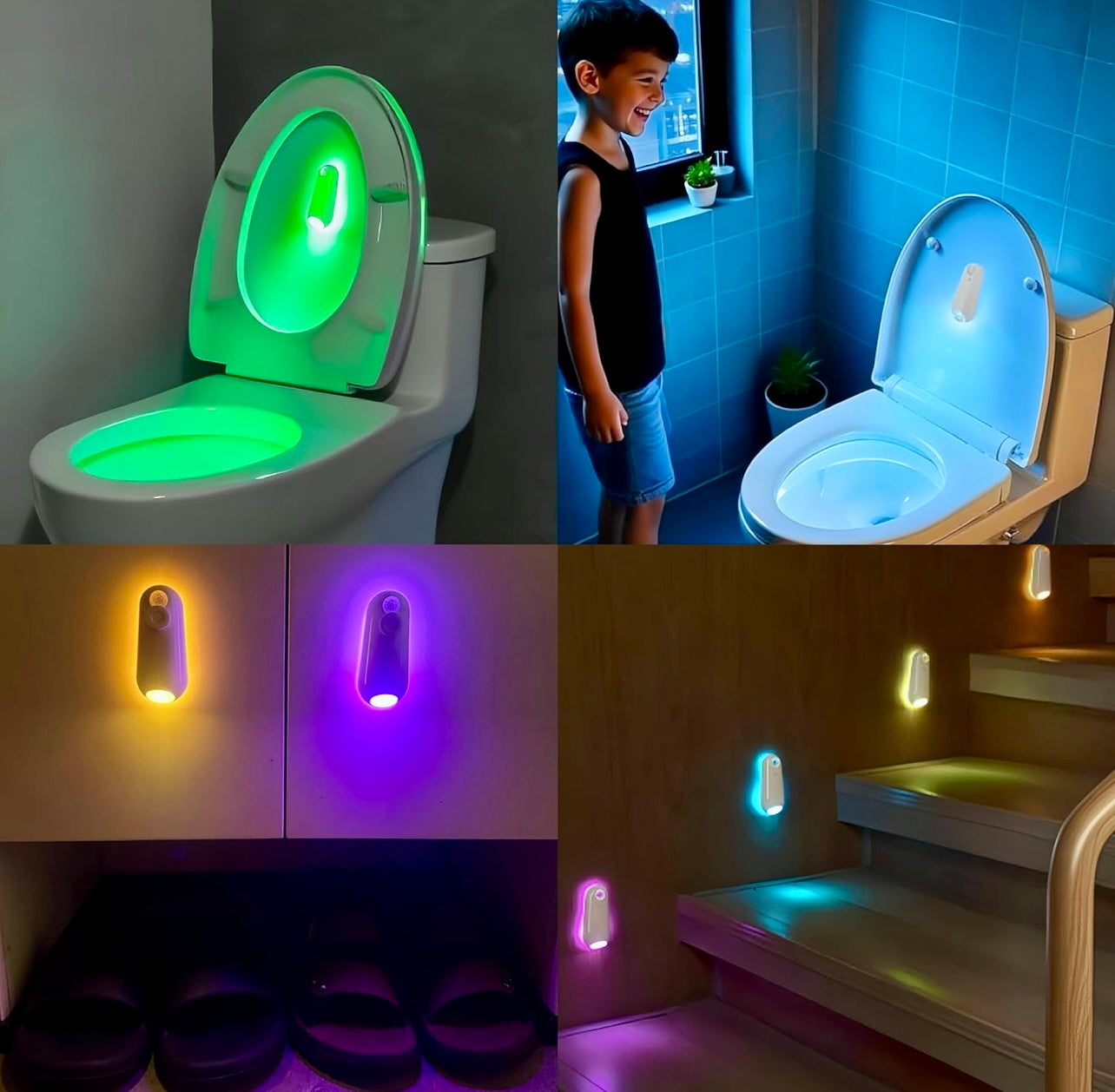 LED Light Toilet Night Motion Sensor Toilet Bowl RGB 7Color Changing For Bathroom Decoration LED Rechargeable