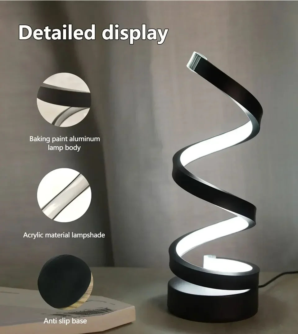 Creative Spiral LED Night Light Dimmable 3 Colors Table Night Lamp