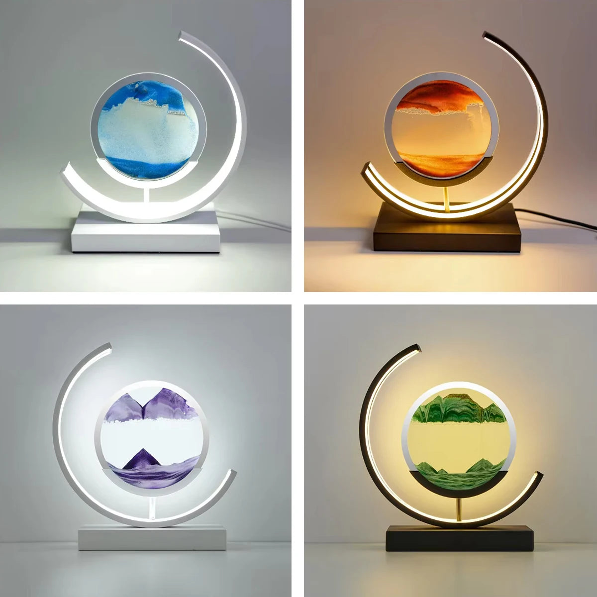 LED Night Light Moving Sand Art Table Lamp