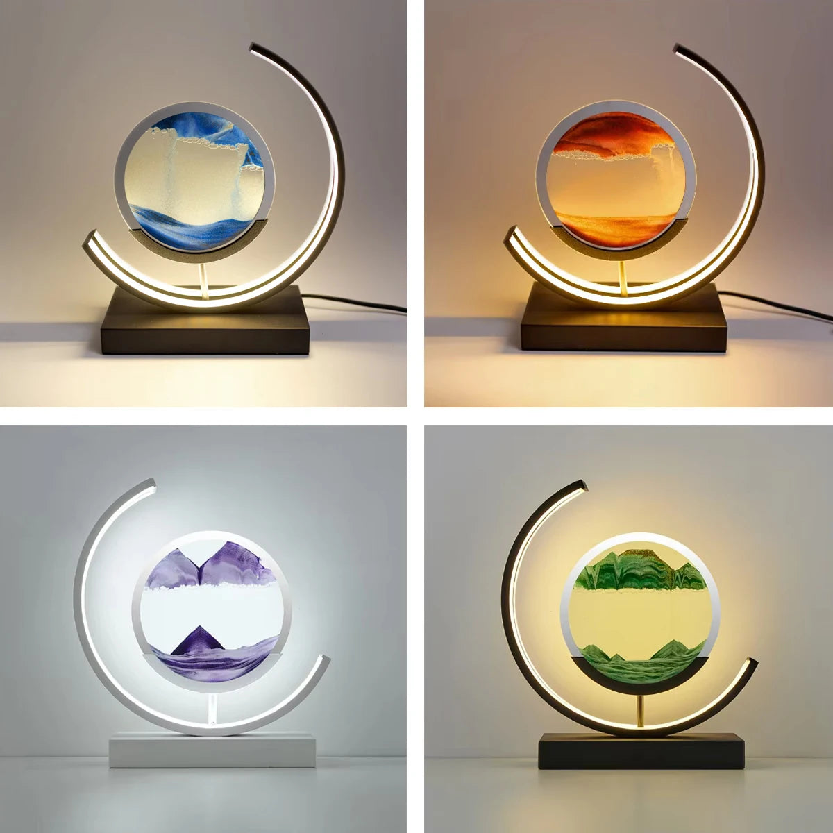 LED Night Light Moving Sand Art Table Lamp
