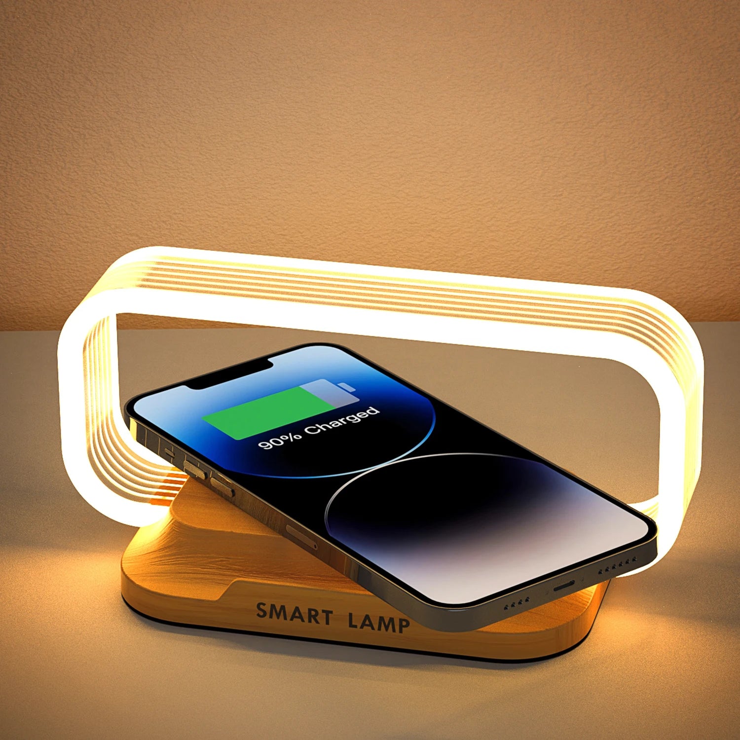Table Top acrylic Wireless Charger with Night Light & Clock Fast Phone Charger for iPhone 16 pro max Wireless Charging Stands