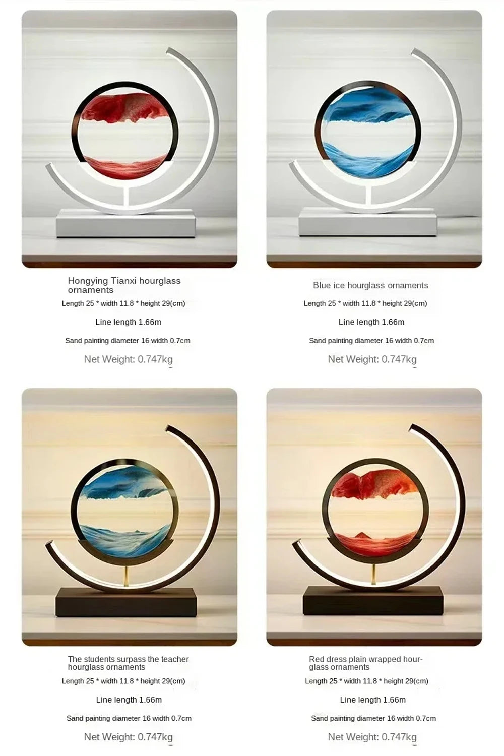LED Night Light Moving Sand Art Table Lamp