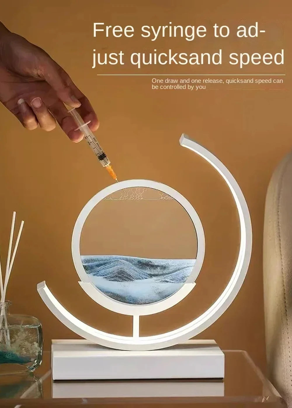 LED Night Light Moving Sand Art Table Lamp
