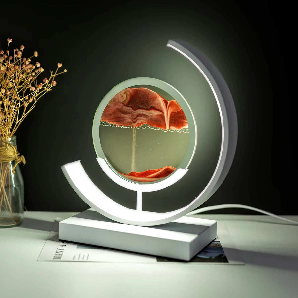 LED Night Light Moving Sand Art Table Lamp