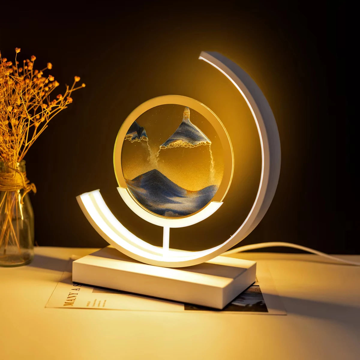 LED Night Light Moving Sand Art Table Lamp