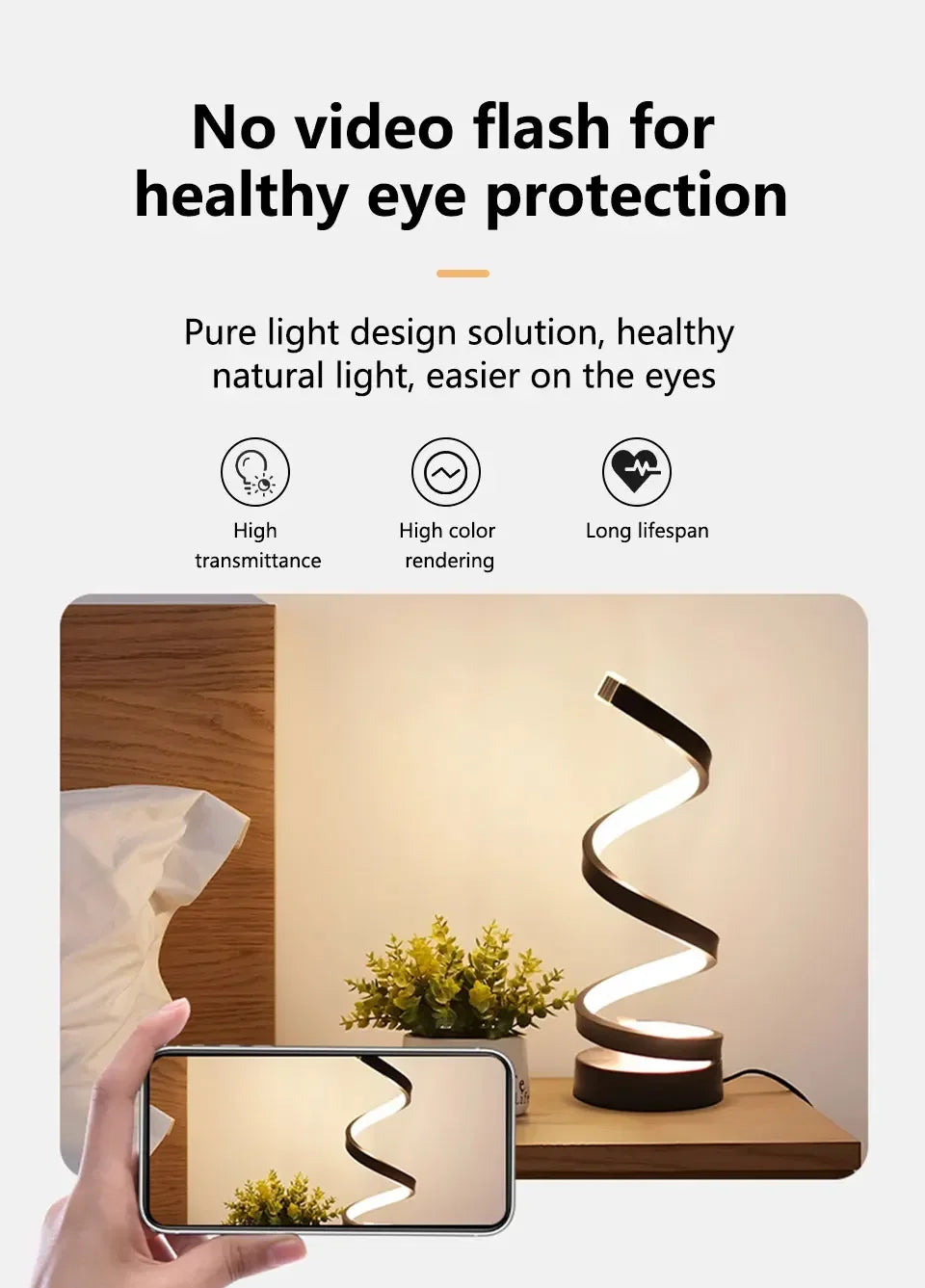 Creative Spiral LED Night Light Dimmable 3 Colors Table Night Lamp