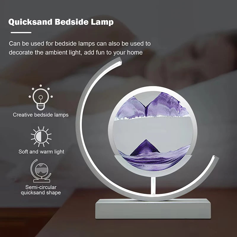 LED Night Light Moving Sand Art Table Lamp